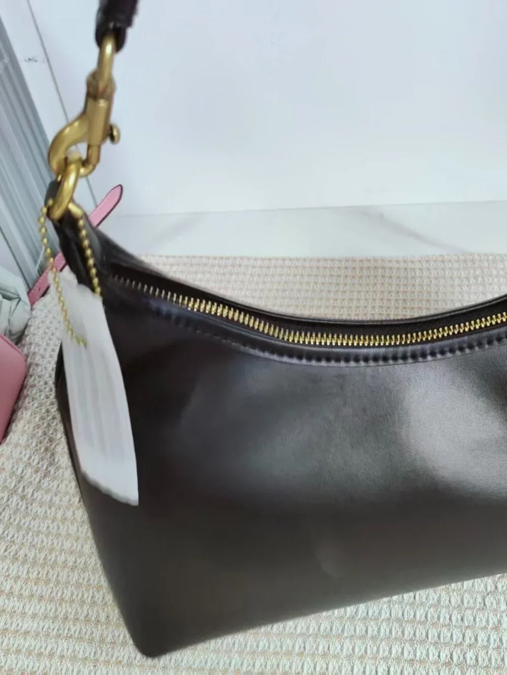 Coach Juliet Black Glove-Tanned Leather Shoulder Bag with Gold Hardware
